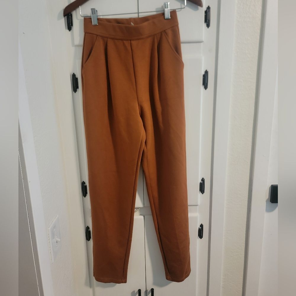 Halara High Waisted Side Pocket Tapered Work Pants Orange Glazer Ginger Xsmall